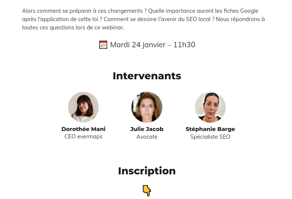 Intervenants du webinar : Dorothée Mani, Julie Jacob et Stéphanie Barge