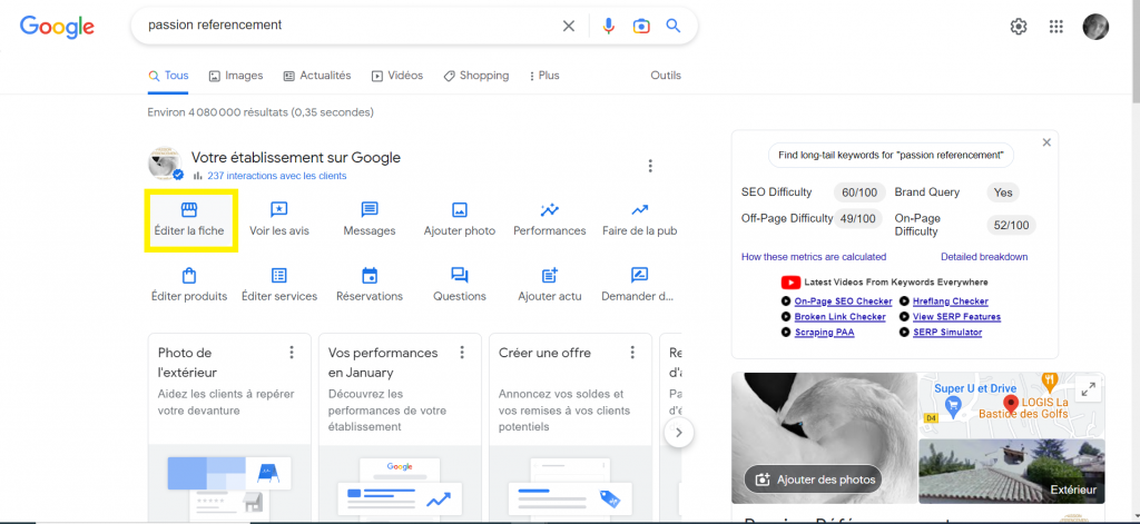 Editer une fiche Google Business Profile