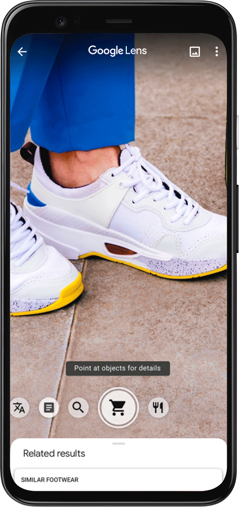 Google Lens et recherche de chaussures de sport depuis une photo