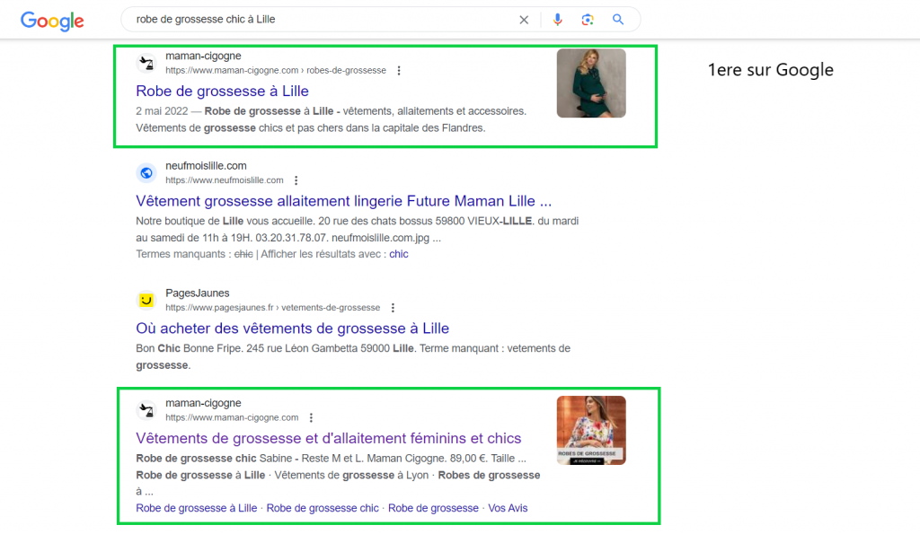 Premier sur Google à Lille site web maman cigogne