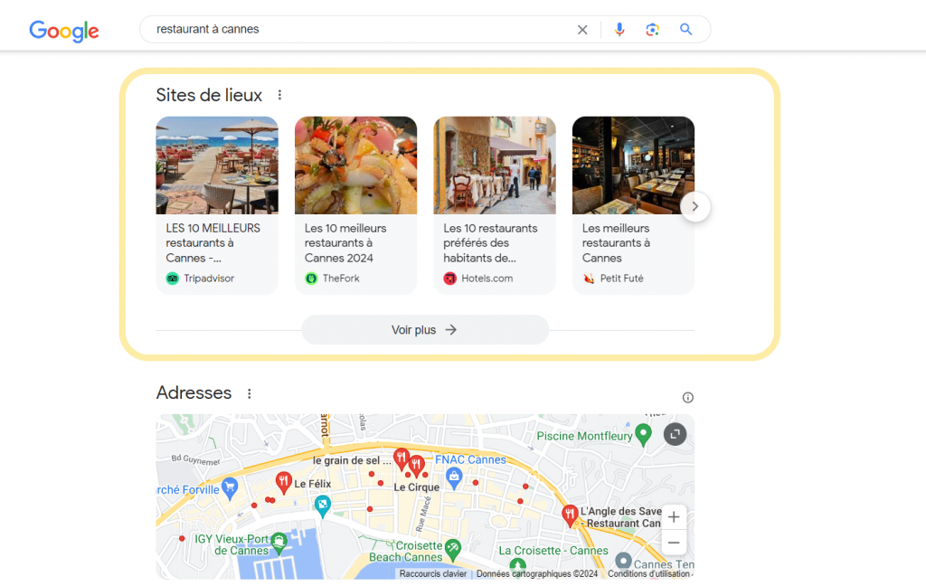 Sites de lieux, nouvel affichage de Google en Europe suite DMA
